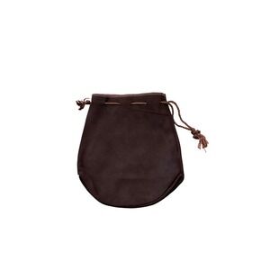 Brown Suede Leather Drawstring Pouch Bag Pouch Coin Purse fishing Reel Pouch 3j2